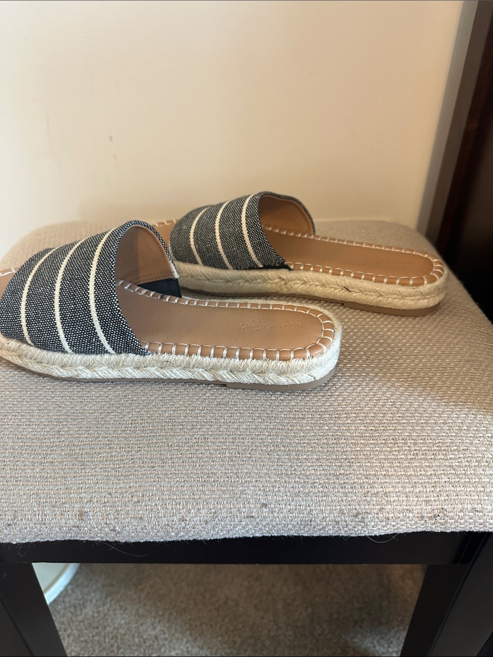 Universal Thread Black and Natural Striped Espadrille Mules - Picture 2 of 4